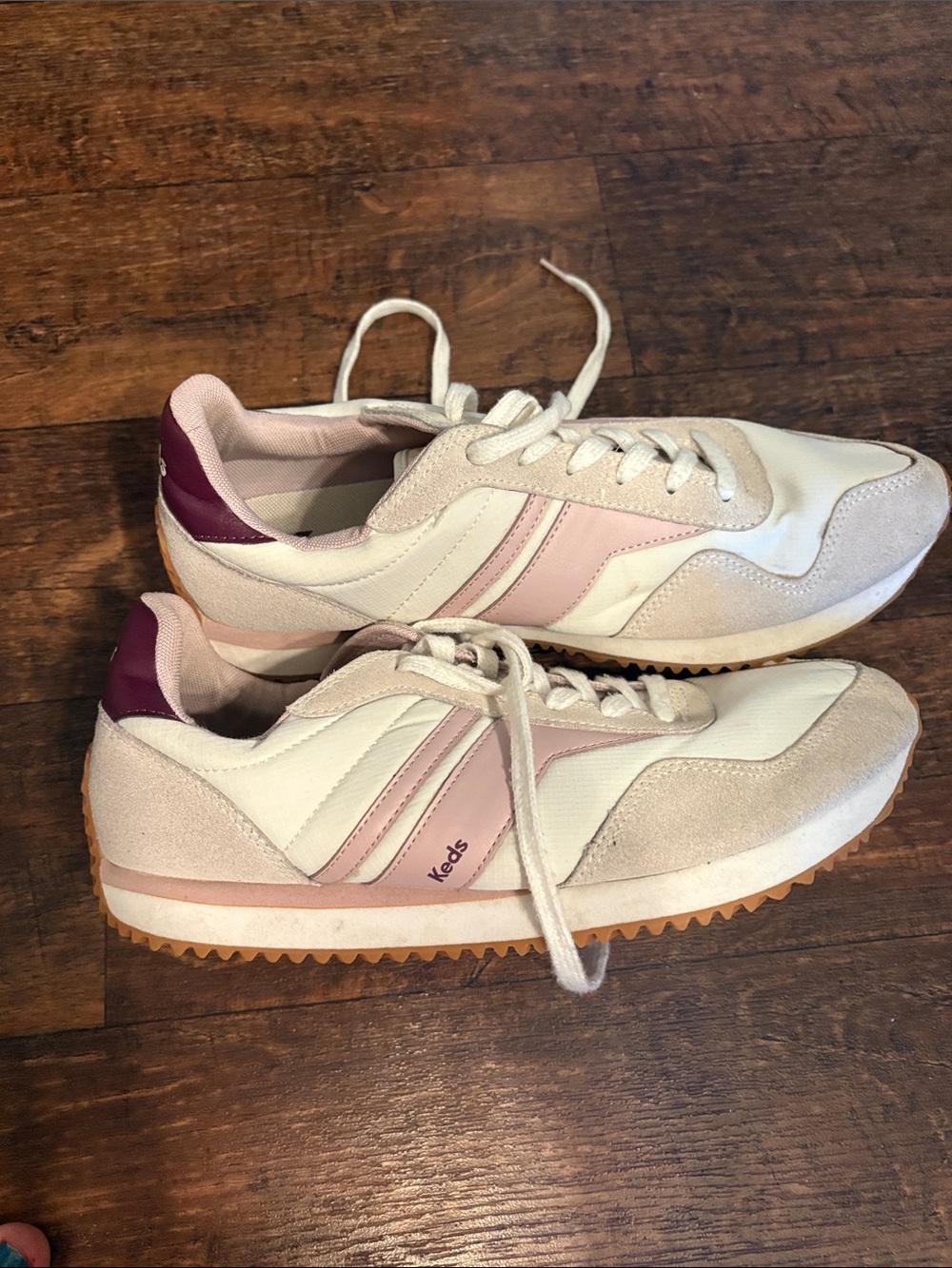 Keds Women's Sneakers in White, Light Pink and Plum